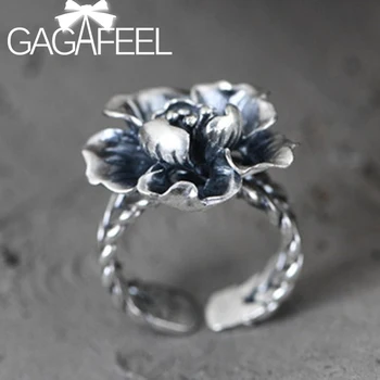 GAGAFEEL Reale 999 Argint Pur Moda Model Țesute Deschide Inelul de sex Feminin Bujor Floare de Argint Inele Cadouri pentru Femei Bijuterii Fine 5