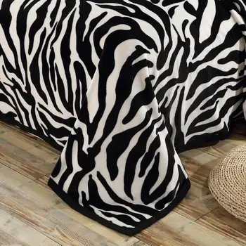 J Super Confortabil Moale Nurca Împâslire Pătură Zebra Cu Dungi Model Floral Pătură Aruncată Pe Canapea / Pat / Călătorie Respirabil 5