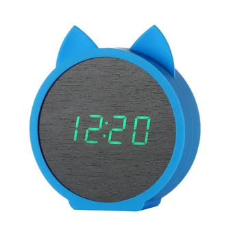 LED-uri de Lemn Alarmă Silențioasă Ceasuri Copii, Ceas Pisica Drăguț Silicon Electronice din Lemn Ceas de Masa Desene animate Calendar Perfecțiune 5