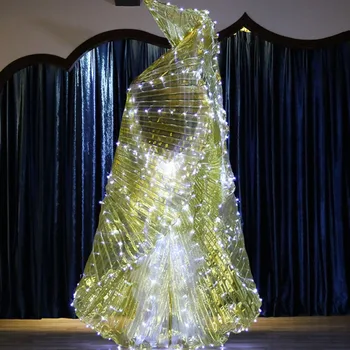 Luminos Alb-Lumina de Aur ISIS Aripi de Înger Condus Fluture Belly Dance Costum pentru Femei Bellydance Performanță Dans Accesoriu 5