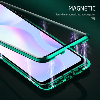 Magnetice de Adsorbție Caz de Metal Pentru Xiaomi redmi 9A 9C 9 9H Dublă față-verso Sticlă Călită Film Pentru xiaomi redmi 8 K20 K30 Pro 5
