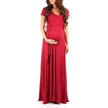 Maneci scurte rochie de Maternitate Simplu Gravide Haine Rochie femei haine de Maternitate de Imprimare Mult gravide Rochie rosu negru 5