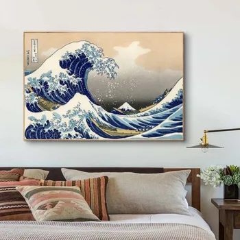 Marele Val pe Kanagawa De Katsushika Hokusai Picturi Celebre Print Pe Canvas Postere de Arta Japoneză Ukiyo-e Poze Cuadros 5