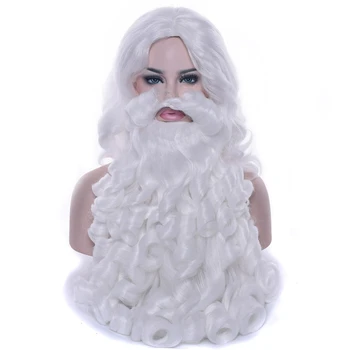 Moș Crăciun Peruca 80cm Barbă Lungă și Albă Rochie Fancy Costume Accesoriu pentru Petrecerea de Craciun 5