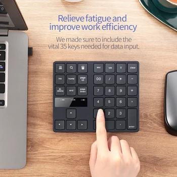Multi-funcția de Tastatură Numerică cu 35 de Chei Wireless Mini Tastatură Digitală Reîncărcabilă 2.4 GHz pentru Contabil Casier Laptop 5