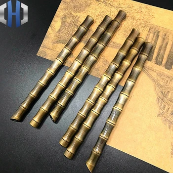 Noi Cu Bambus Secțiunea Alamă Vechi Stilou EDC lucrate Manual din Alama Stilou Vintage Semnătura Pen Neutru 5
