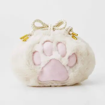 Noul Trend Pisica Cu Blană Crema Husă Japoneză Pufos Pisica Laba Sac Șir Moi Degetul Bean Cordon Saci 5