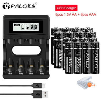 PALO 1.5 V AA+AAA Reîncărcabile baterii 1.5 V AA 2800mWh+1.5 V AAA 900mWh Litiu de 1.5 V Baterie Reîncărcabilă Pentru Ceas Jucarii Camera 5