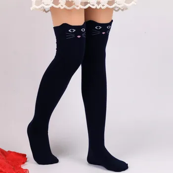 Personajul Cat de Imprimare Lolita knee high ciorapi femei overknee moda genunchi șosete ciorapi tricotați ciorapi de bumbac fata de scoala 5