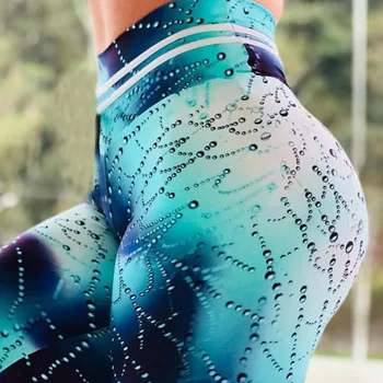 Picătură De Apă De Imprimare De Înaltă Talie Jambiere Push-Up Sport Femei Fitness Rulează Pantaloni De Yoga Sport Spodnie Damskie Mallas Deporte Mujer 5