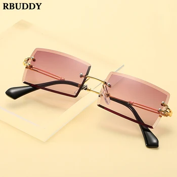 RBUDDY ochelari de Soare Femei 2020 Moda Gradient de Culoare Pătrat Femei Ochelari Vintage Supradimensionate fără ramă Fara rama Femei Ochelari de Soare 5