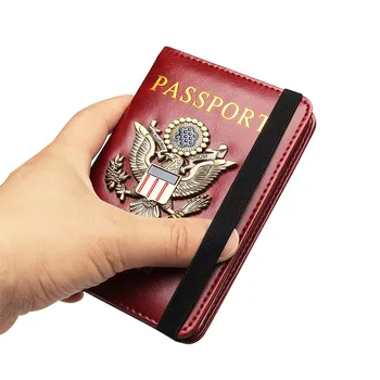 RFID Anti-Magnetic Capac Pașaport Pașaport Titular statele UNITE ale americii Insigna Metalică Sac Multi-Card Banda Elastica Pașaport Caz 5