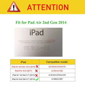 RYGOU Caz pentru iPad Aer 2, Yippee Culoare PU+Transparent PC-ul Ultra-Slim, Greutate de Lumină din Piele de Caz pentru iPad Aer 2 6 Gen 5