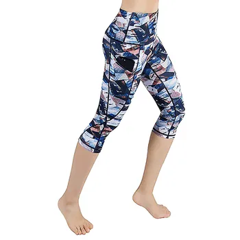 SAGACE Pantaloni de Yoga pentru Femei de Vara Femei Imprimate Buzunare Talie Mare Hip Funcționare Fitness Trunchiate Pantaloni de Yoga 5