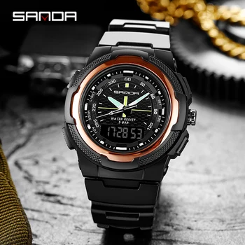SANDA Moda de Lux Sport Bărbați Ceas Numărătoarea inversă Militare CONDUSE de Ceasuri Digitale Impermeabil Ceas pentru Barbati relogio masculino 5