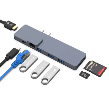 Tip Dual-c HUB cu Thunderbolt 3 USB3.0 SD/TF Card Reader 4K compatibil HDMI Pentru MacBook Pro 2019 2018 2016 13