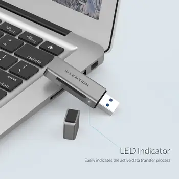 USB 3.0 SD/Micro SD Card Reader, USB de Tip Dual Adaptorul de Card de Memorie Compatibil MacBook Air si Pro, Surface Book, și Mai mult 5