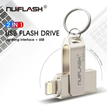 USB Flash Drive Pentru iPhone X/8/7/7 Plus/6/6s/5/SE/ipad 2 IN 1 Pen Drive Memory Stick 16GB 32GB 64GB 128GB Pendrive usb 2.0 5