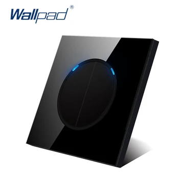 Wallpad L6 Black Glass 2 Banda 2 Mod de a Împinge Butonul de Revenire Întrerupător de Lumină Cu LED Indicator Panou de Sticlă Călită 5