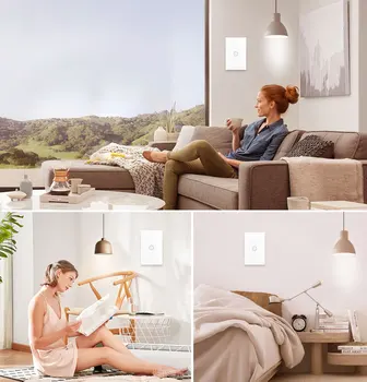 Wifi Inteligent Întrerupător Geam Ecran Touch Panel de Control Vocal Wireless Perete lucra cu Alexa Google Casa Tuya de viață inteligentă acasă 5