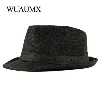Wuaumx Brand NOU Toamna Iarna Fedoras Pălărie Pentru bărbați tricotate de Sus Jazz Pălării Bărbați Femei Retro Pălărie Panama Clasic Bowler Capace de Bumbac 5