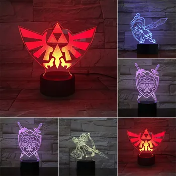 Zelda 3D LED Lumina de Noapte În 7 Culori Schimbare Lampa Decor Cameră de Acțiune Figura Jucărie Pentru Ziua de nastere Cadou de Crăciun 5