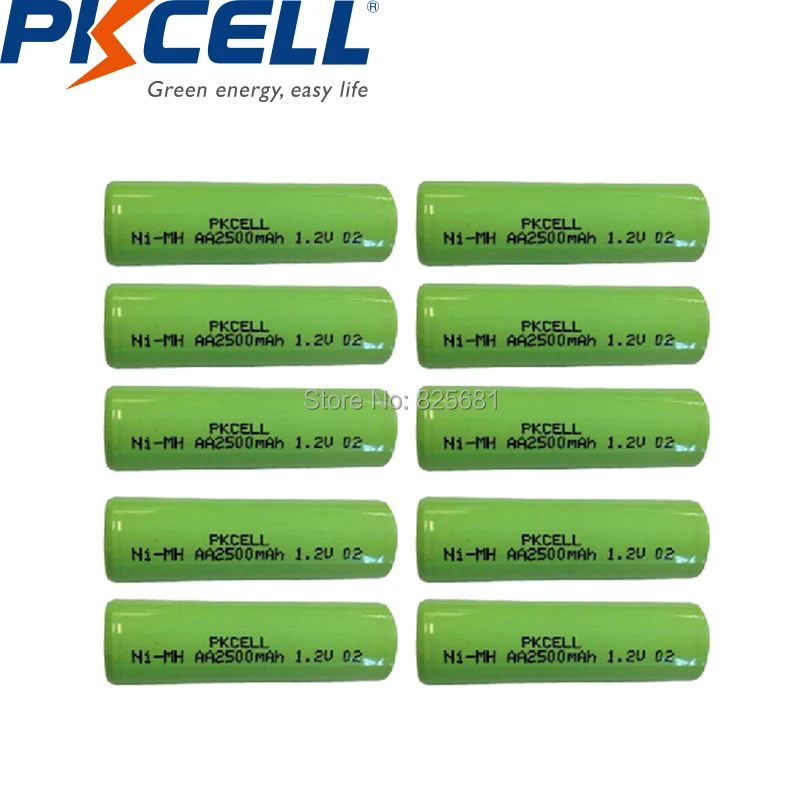 10buc PKCELL Baterii aa 2500mah 1.2 v Reîncărcabilă NIMH Baterie În Top Plat Non PCM Industriale PVC Ambalare 0