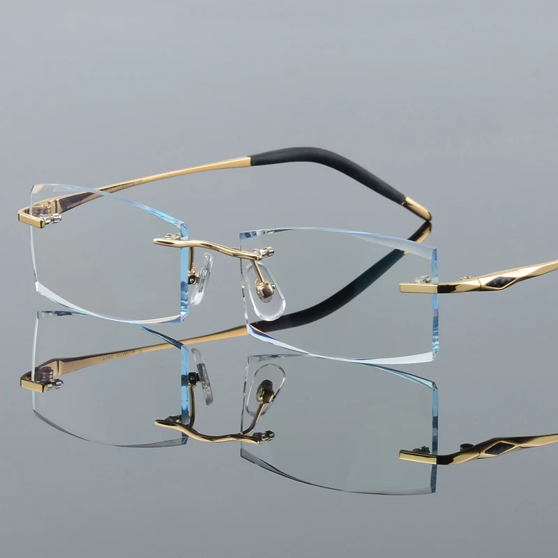 2017Rimless Cadru de Titan Ochelari de vedere Unisex Presbyopic Ti Ramă de Aur Miop cu Ochelari Ceramice Nas Pards Ochelari baza de Prescriptie medicala 0