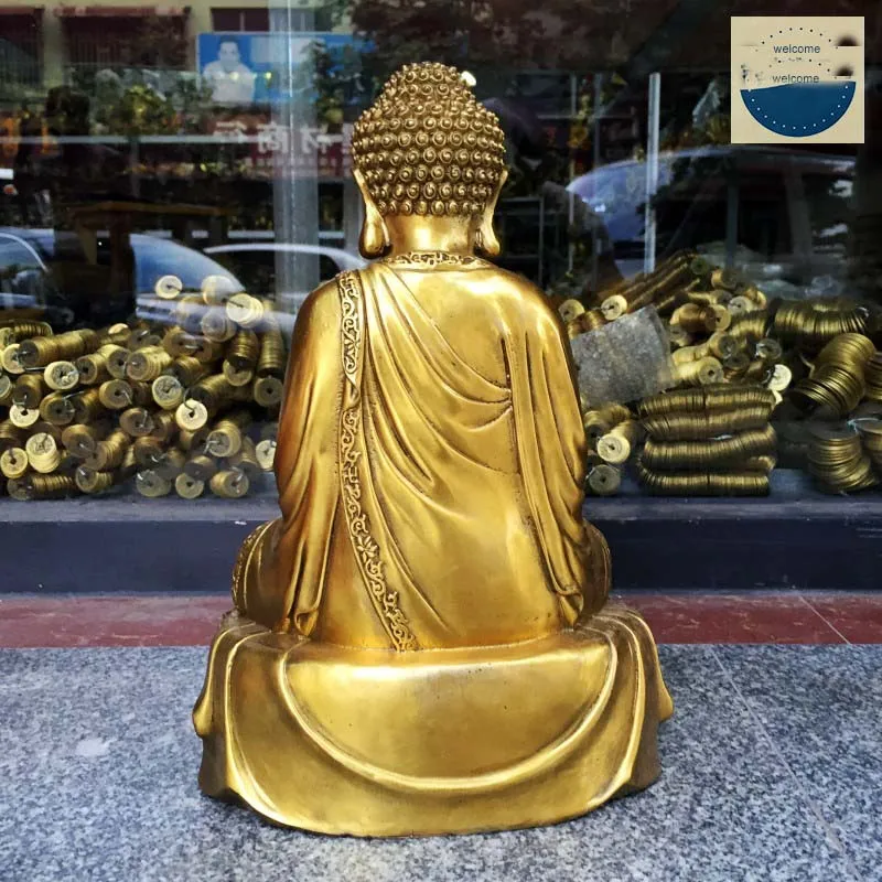 36cm mare Budist să binecuvânteze familia acasă în Siguranță, Sănătate, bogăție eficace de Protecție din alamă Tathagata Sakyamuni Buddha Amitabha 0
