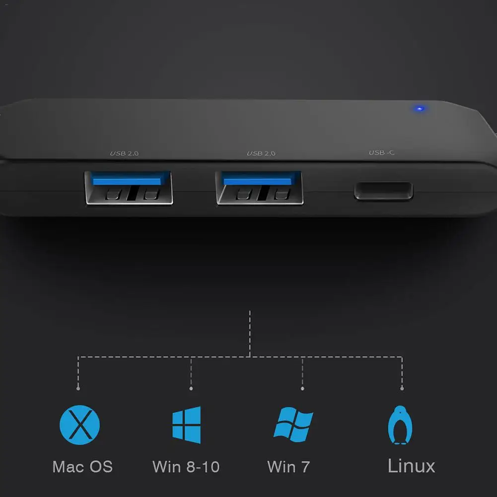 4-în-1 de Tip C Hub cu 3 Porturi USB 2.0, 1 PD Portul de Încărcare Ultra Slim de Aluminiu USB C Adaptor Compatibil pentru Macbook Air 0