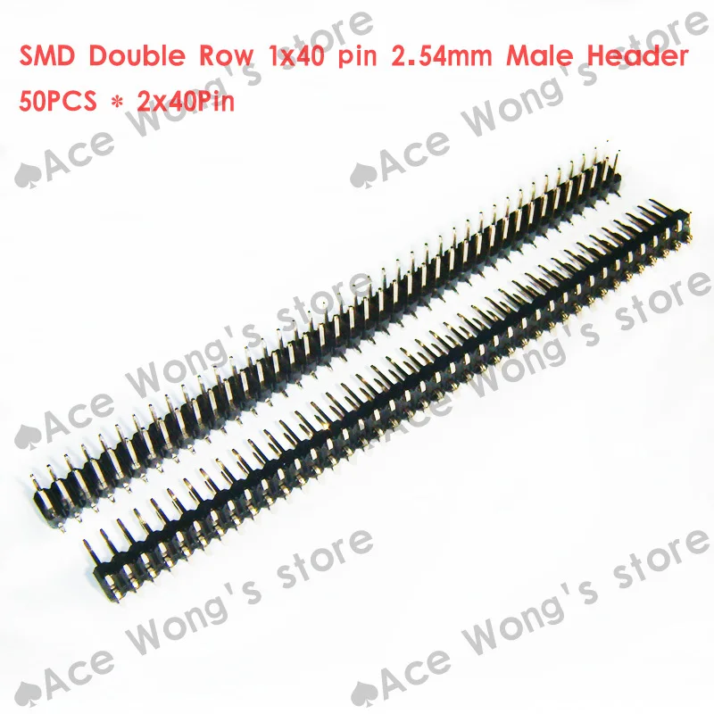 (50pcs/lot) 2x40 pini Rând Dublu de 2.54 mm Pas SMD Ac de sex Masculin Pin Header 0