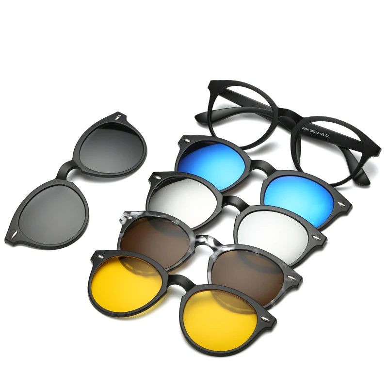6 În 1 Personalizat Barbati Femei Polarizate Optice, Magnetice, ochelari de Soare Clip Magnet Clip pe ochelari de Soare Polaroid Clip pe Ochelari de Soare Rama 0