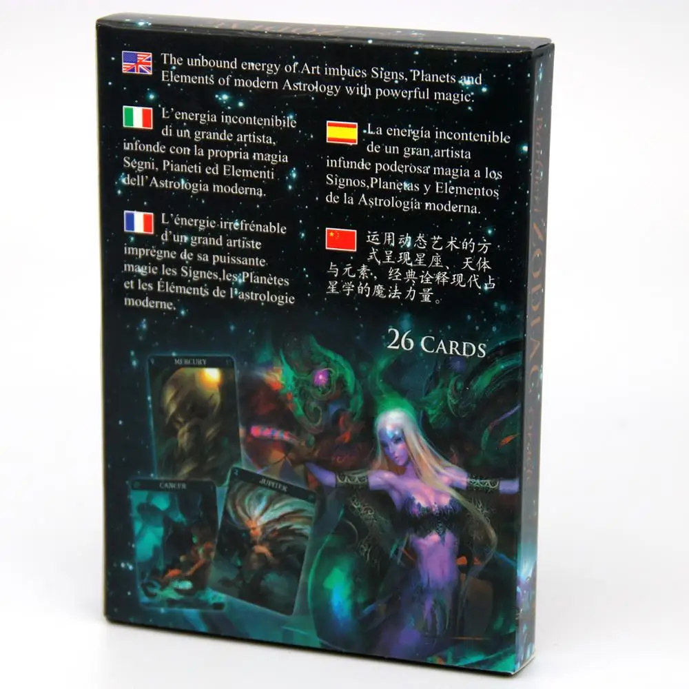 Barbieri Zodiac Carti Oracol, Tarot Kit Punte Cărți de Astrologie Set Divinație Cinci limbi engleză spaniolă franceză italiană germană 0