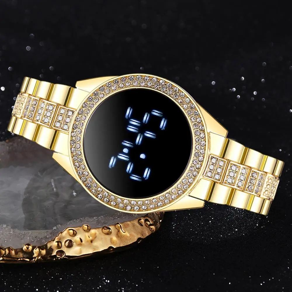 Ceas de marcă Pentru Femei de Lux pentru Bărbați Ceasuri de mână din Oțel Inoxidabil Curea Doamnelor Ceas Electronic cu Ecran Tactil Digital cu LED-uri Reloj 0
