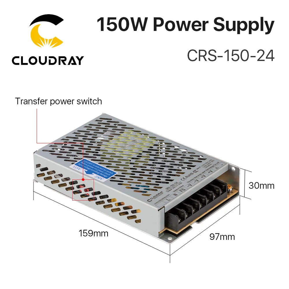 Cloudray CRS-150-24 de Comutare de Transfer de Alimentare 24VDC 6.5 O Ieșire pentru Automatizări Industriale și Imprimantă 3D 0