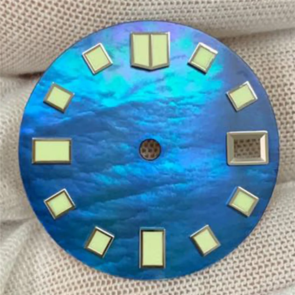 Creative Model Shell Albastru 28.5 MM Cadran de Ceas pentru NH35 Ceas Mișcarea Verde Luminos Cadran de Ceas de Reparații Piese 0