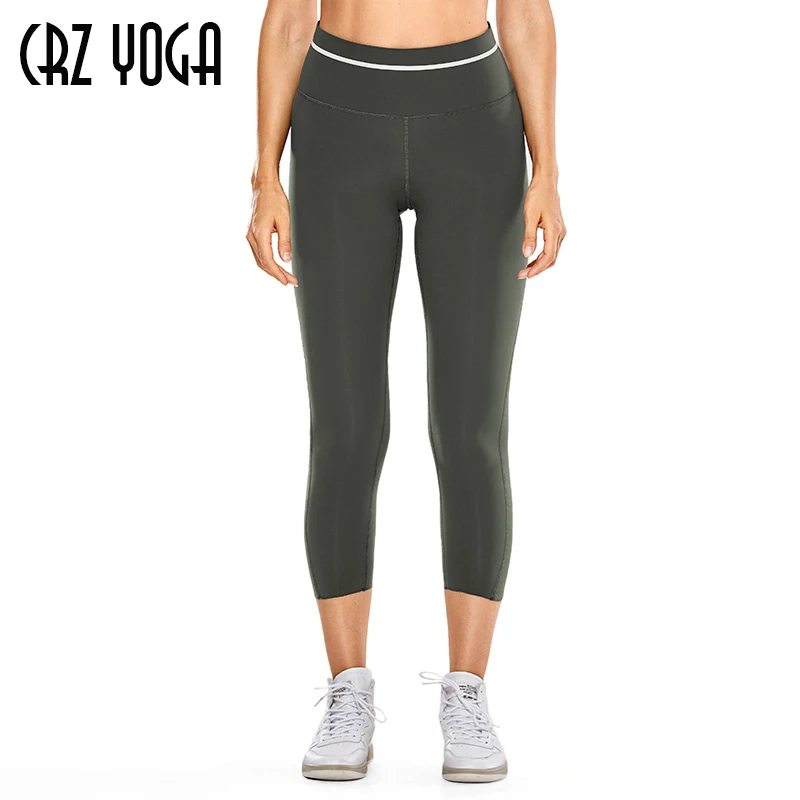 CRZ YOGA pentru Femei de Lux Gol Sentiment Talie Înaltă Cultură Sport Pantaloni de Yoga Capri Jambiere cu Buzunar 21.5 Inch 0