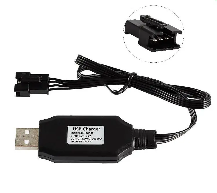 Ewellsold 7.4 V 1000mah incarcator USB (SM 4P plug) pentru UDI007/002 v795 HJ808 barca RC 7.4 V baterie cu litiu 2 buc/lot 0