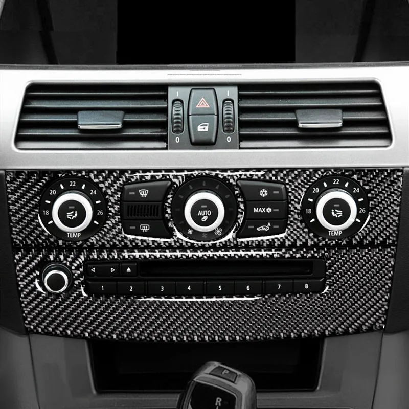 Fibra de Carbon Consola CD-Panou Decorativ de Evacuare a Aerului Cadru Garnitura Pentru BMW Seria 5 E60 2006-10 Usi de Interior Cotiera Acoperi Autocolante 0
