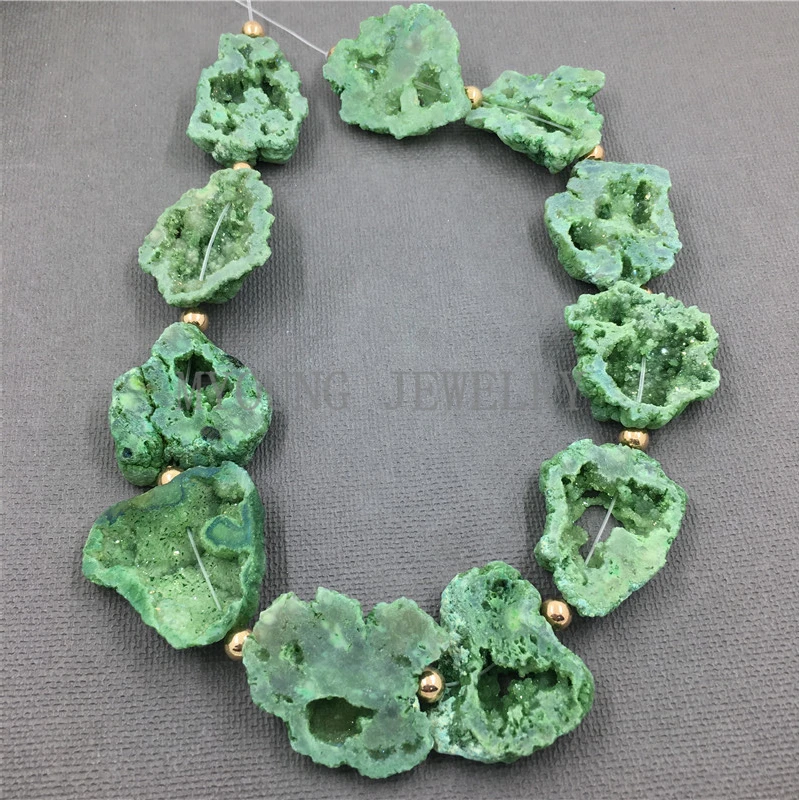 Freeform Verde Titan Cristal Druzy Geode Pandantive,Mărgele, Plin Fir Plat Placa de Margele Pentru Bijuterii DIY MY1001 0