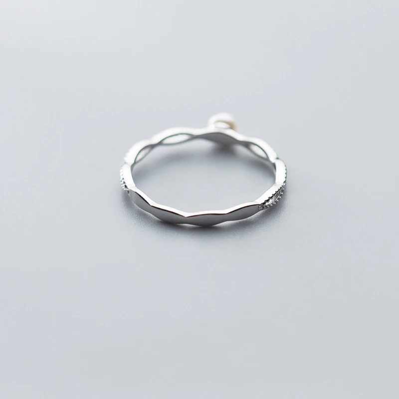 Ginin Real Argint 925 Moda Dulce Mica Pearl Inel Pentru Femei Simple, Elegante Treacă Linia De Gol Degetul Bijuterii De Lux 0