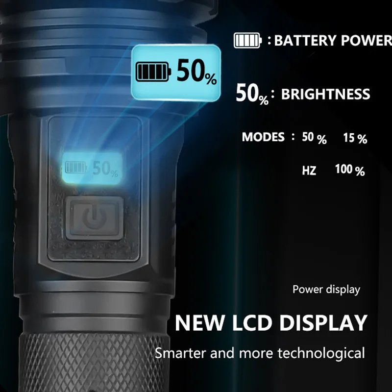 Inteligent MTG2 margele lampa Lanterna ecran LCD design 4 modul de Reglare a intensității luminoase rezistent la apa lanterna conține coada de ciocan 0