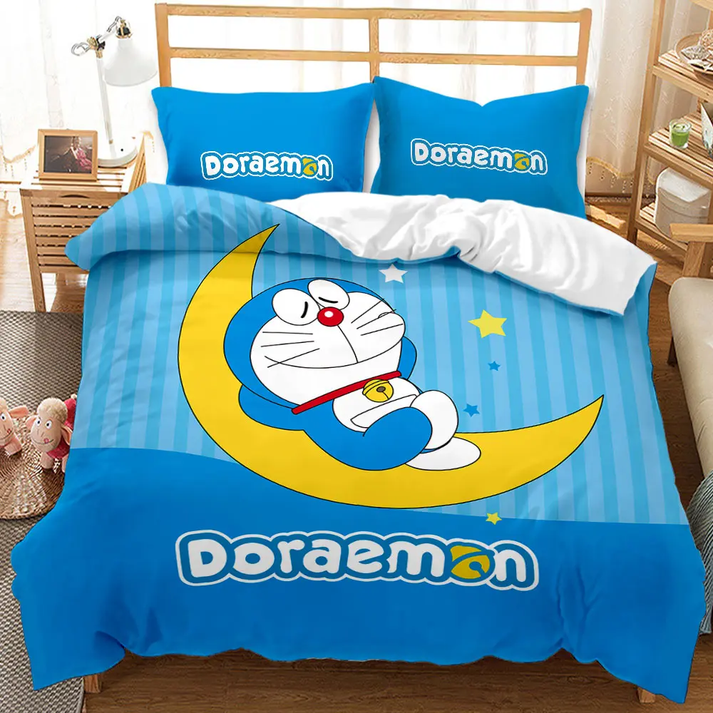 Kawaii anime Japonez Doraemon lenjerie de pat copii fete culoare roz de lux carpetă acopere set de lenjerie de pat king queen twin fular set full size 0