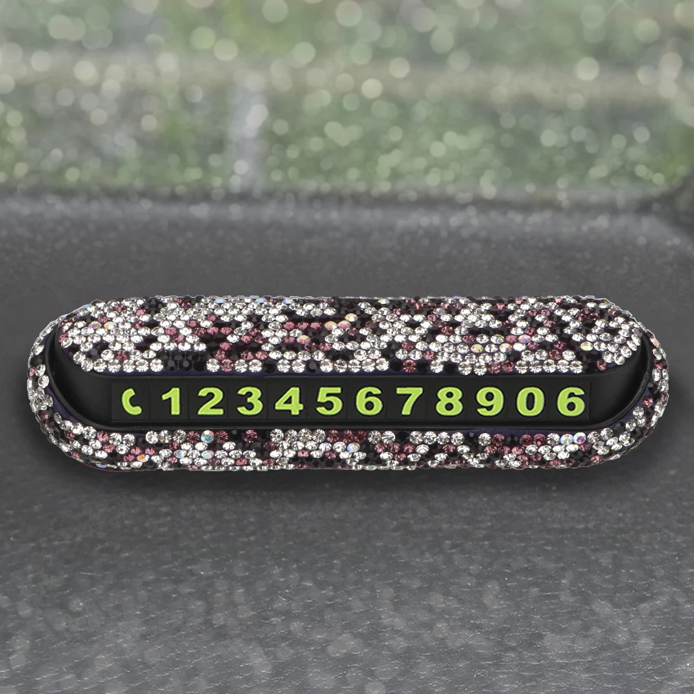 LEEPEE Autocolant Auto Hideable Numărul de Telefon Placă Magnetică Adsorbție Masina Temporară Card de Parcare Cristal de Diamant Auto Card de Parcare 0