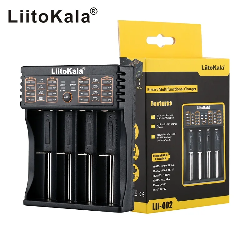 LiitoKala Lii-100 lii-202 Lii-402 18650 Baterie Încărcător Pentru 26650 16340 RCR123 14500 LiFePO4 1.2 V Ni-MH, Ni-Cd inteligent 0