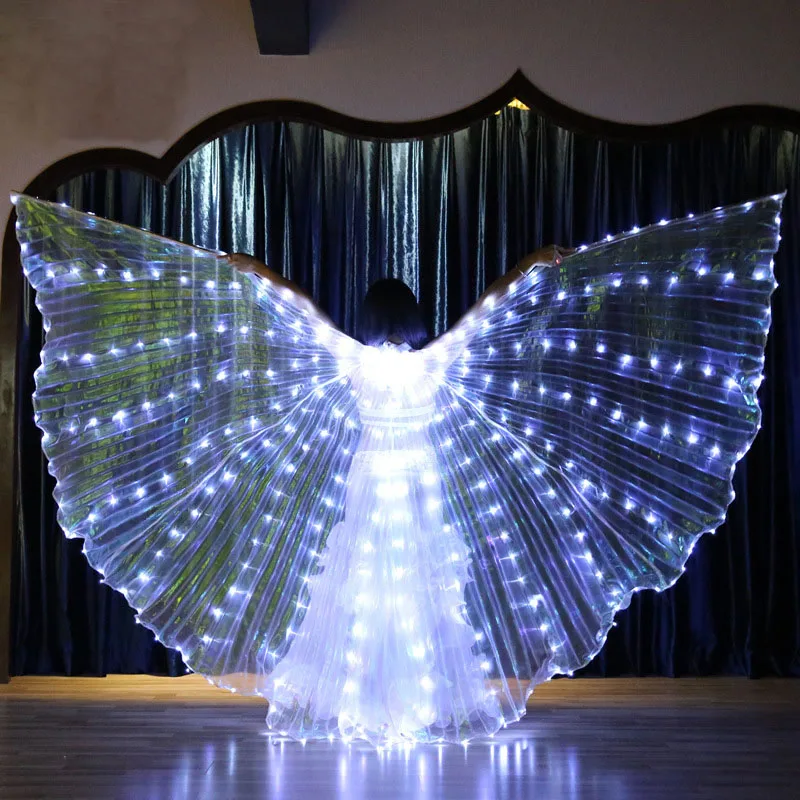 Luminos Alb-Lumina de Aur ISIS Aripi de Înger Condus Fluture Belly Dance Costum pentru Femei Bellydance Performanță Dans Accesoriu 0