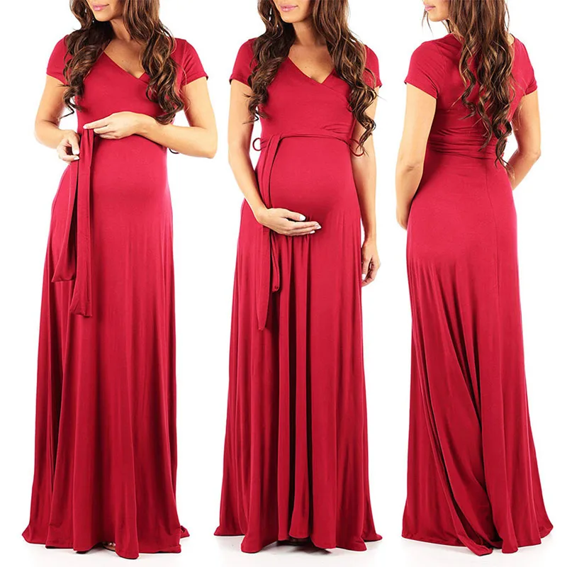 Maneci scurte rochie de Maternitate Simplu Gravide Haine Rochie femei haine de Maternitate de Imprimare Mult gravide Rochie rosu negru 0