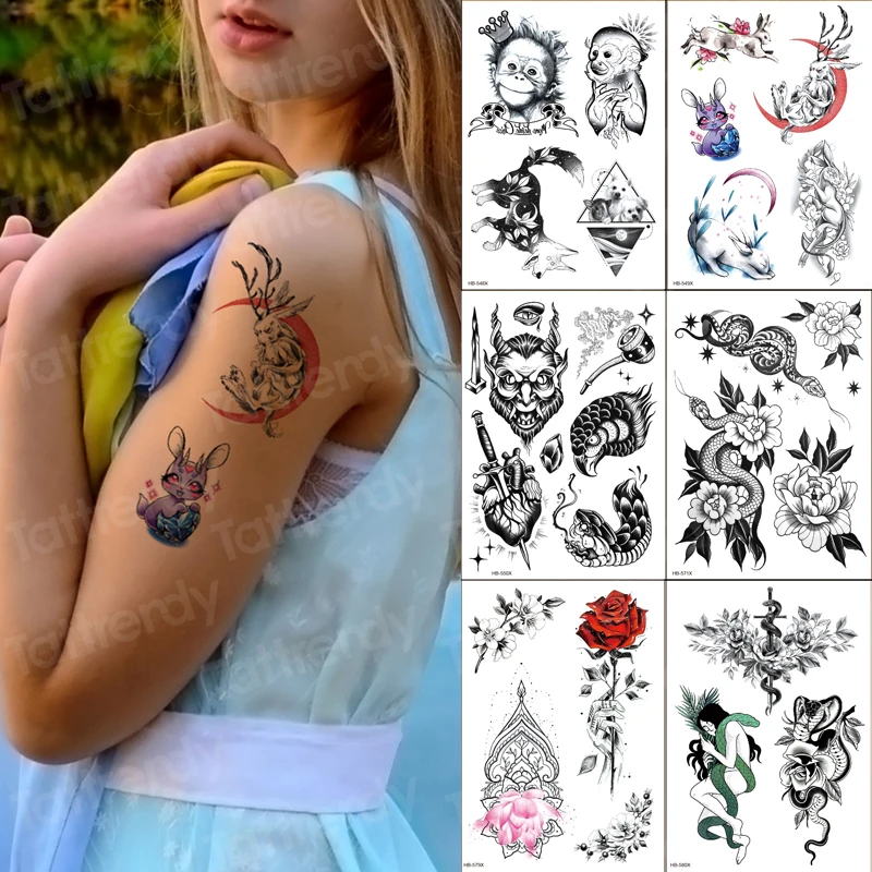 Maneci tatuaj fete copii impermeabil tatuaj temporar autocolante animale a crescut maimuta luna model de tatuaj 6pcs/lot cu ridicata fals 0