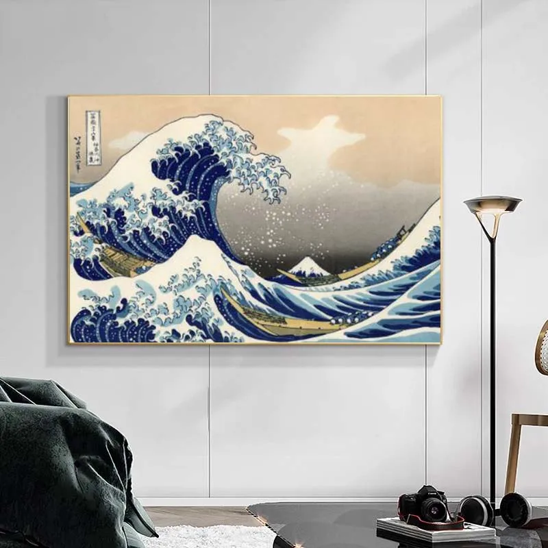 Marele Val pe Kanagawa De Katsushika Hokusai Picturi Celebre Print Pe Canvas Postere de Arta Japoneză Ukiyo-e Poze Cuadros 0