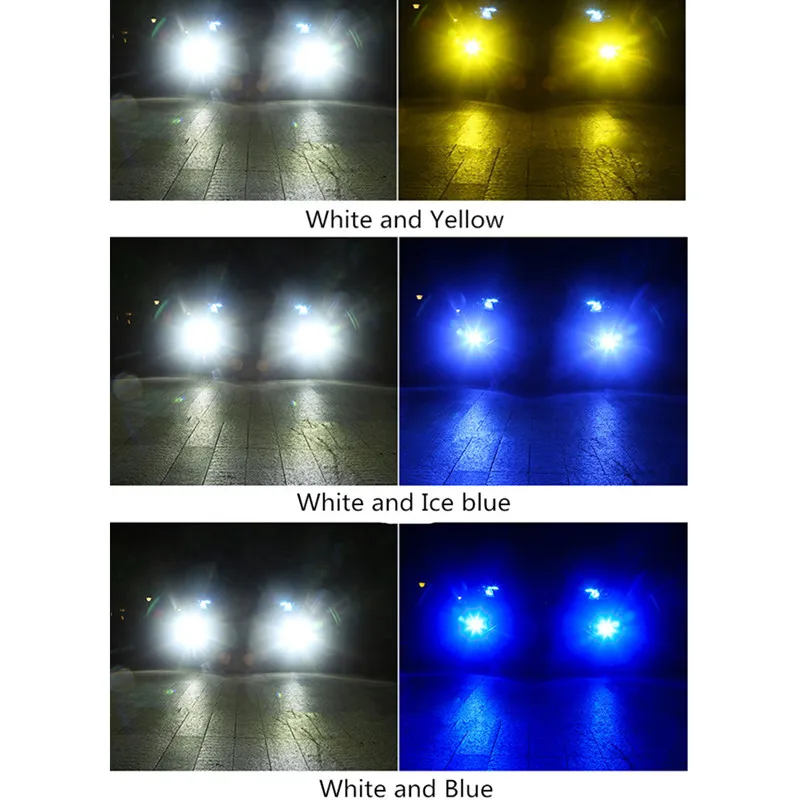 Mașina Porni Zi Circuland Lumina de Culoare Dual Ceață cu LED-uri Lampa cu Coada Becuri H3 H8 H9 H11 HB3 HB4 9005 9006 H27 880 881 Gheață Alb Albastru 0